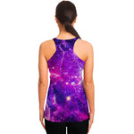 Purple Bursting Galaxy Space Print Women's Racerback Tank Top