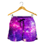 Purple Bursting Galaxy Space Print Women's Shorts