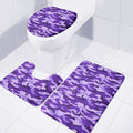 Purple Camouflage Print 3 Piece Bath Mat Set