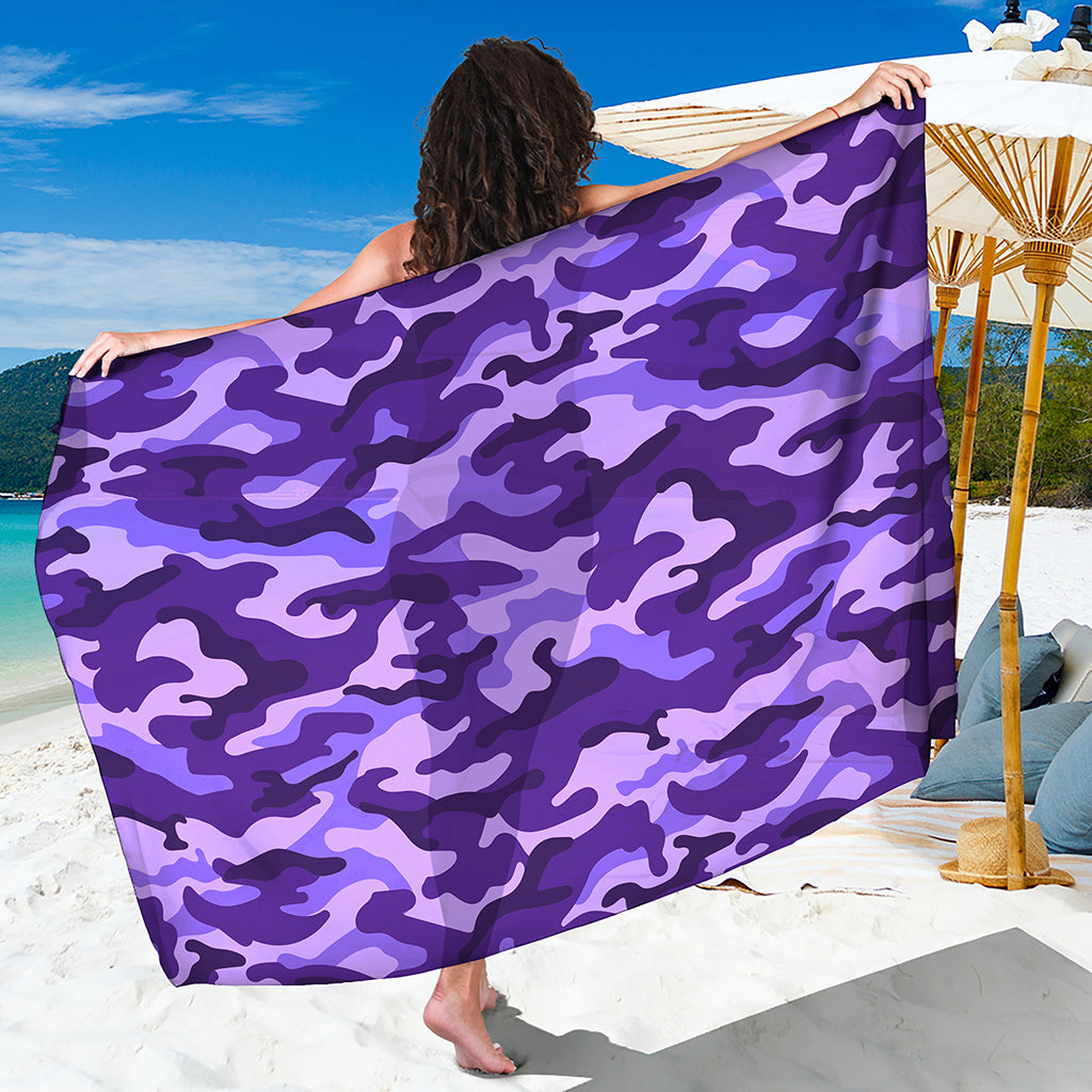 Purple Camouflage Print Beach Sarong Wrap