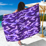 Purple Camouflage Print Beach Sarong Wrap
