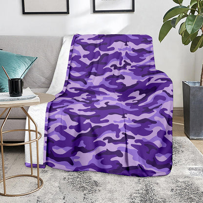 Purple Camouflage Print Blanket