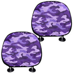 Purple Camouflage Print Car Headrest Covers