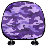Purple Camouflage Print Car Headrest Covers