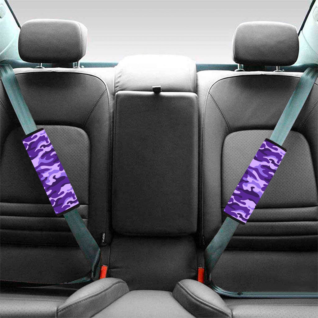 Purple Camouflage Print Car Seat Belt Covers