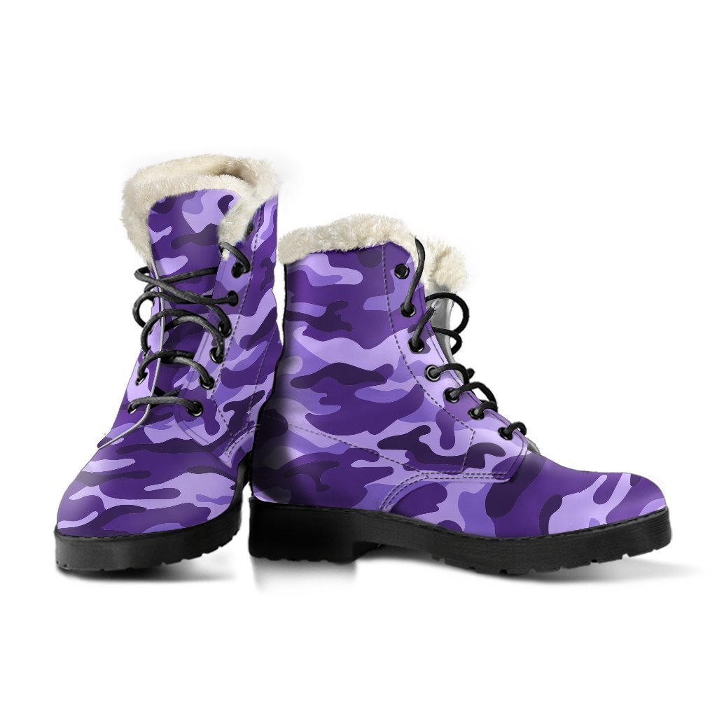Purple Camouflage Print Comfy Boots GearFrost