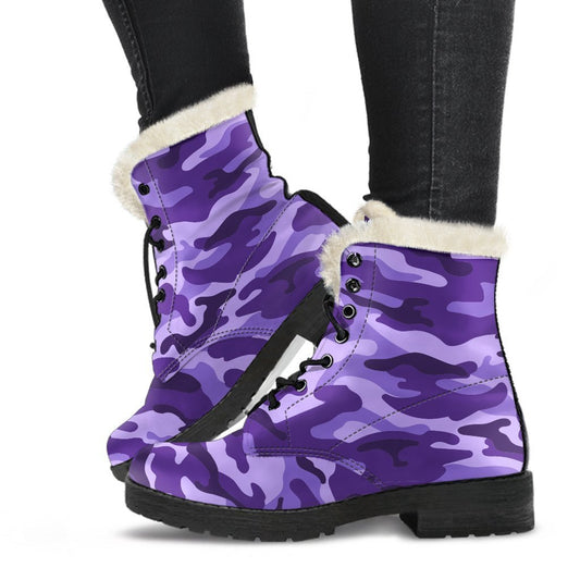 Purple Camouflage Print Comfy Boots GearFrost