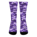 Purple Camouflage Print Crew Socks