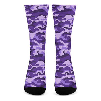 Purple Camouflage Print Crew Socks
