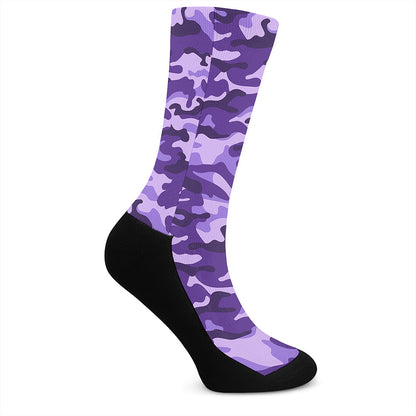 Purple Camouflage Print Crew Socks