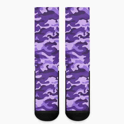 Purple Camouflage Print Crew Socks