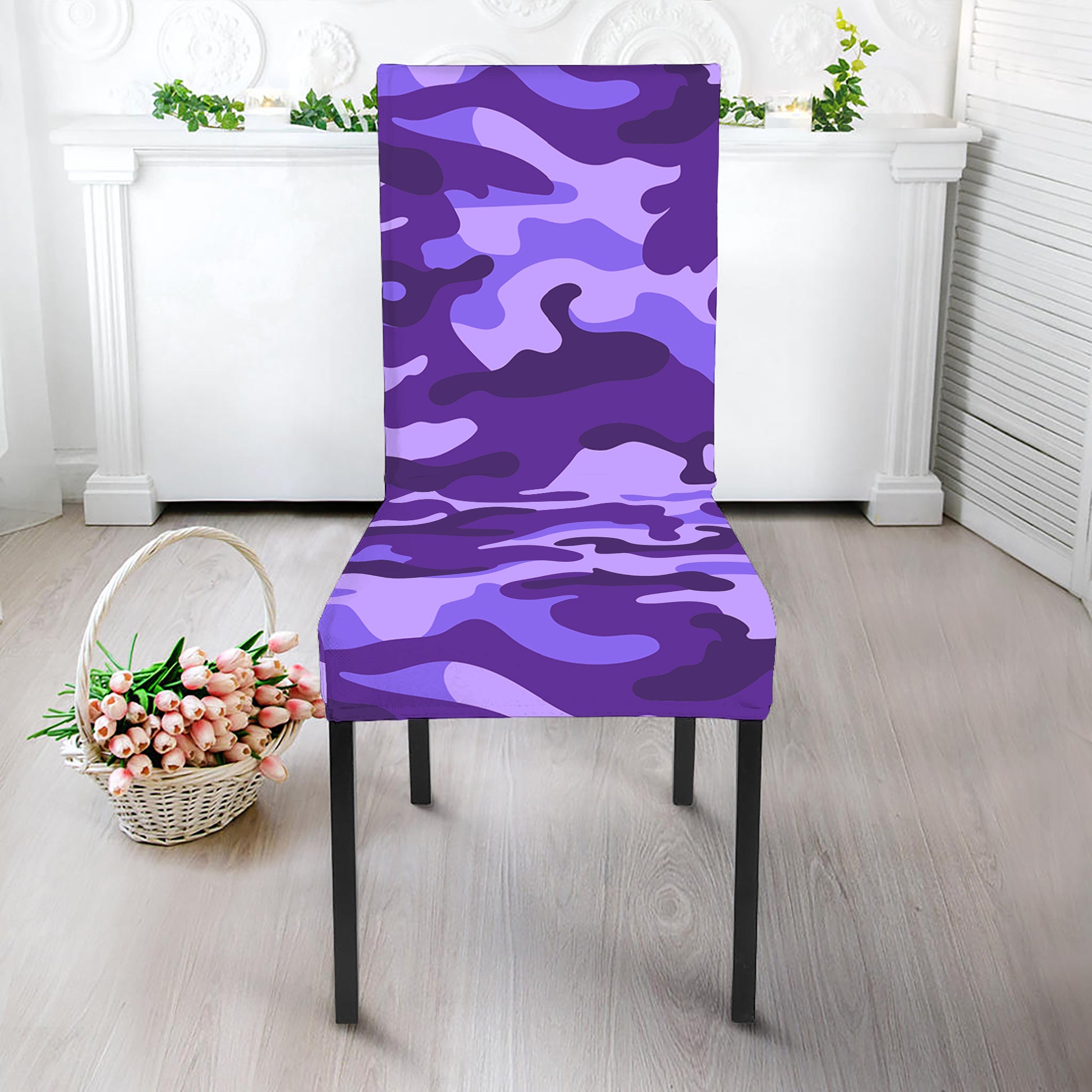 Purple Camouflage Print Dining Chair Slipcover