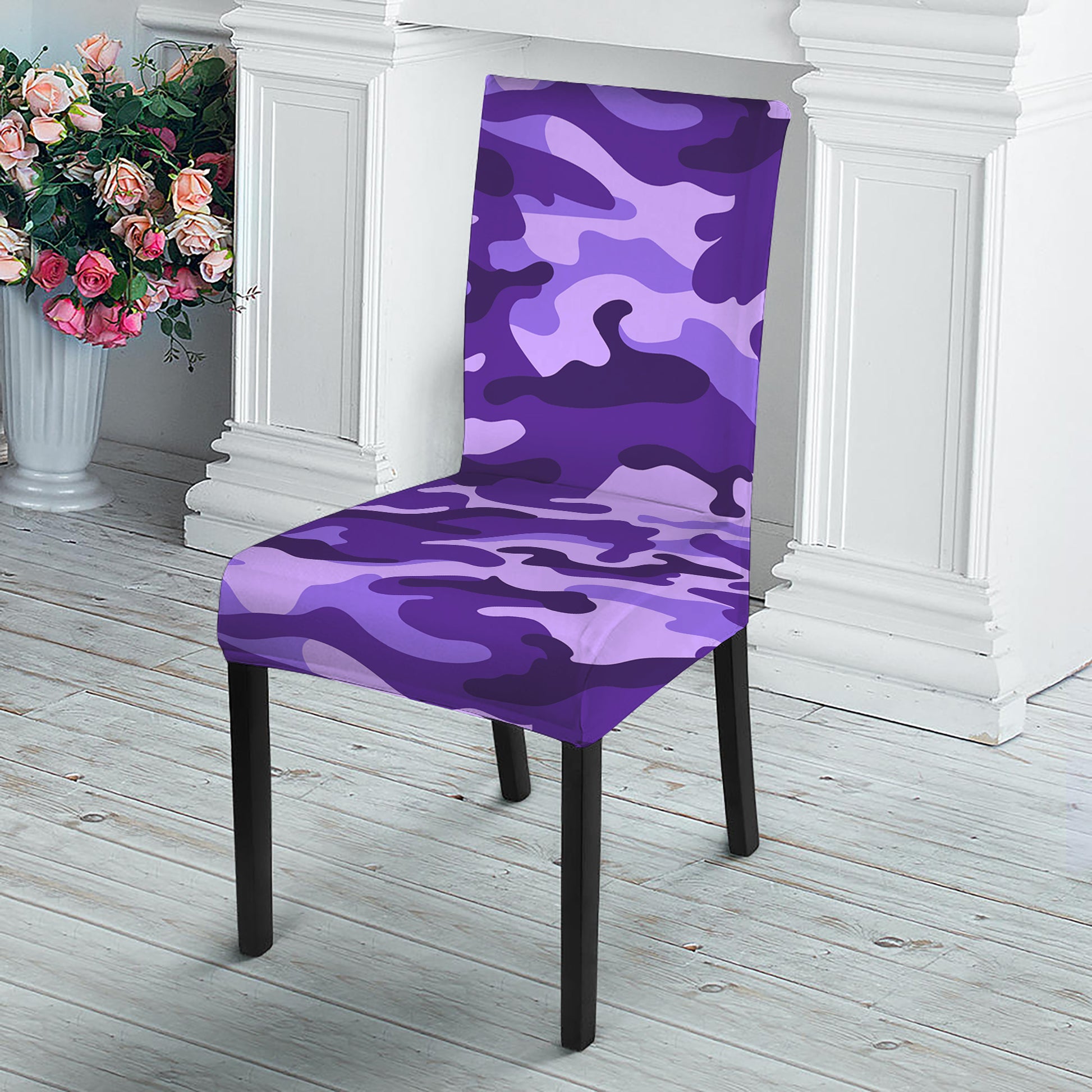 Purple Camouflage Print Dining Chair Slipcover