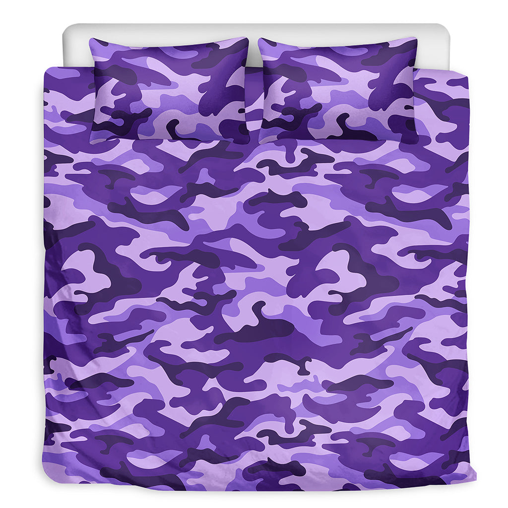 Purple Camouflage Print Duvet Cover Bedding Set