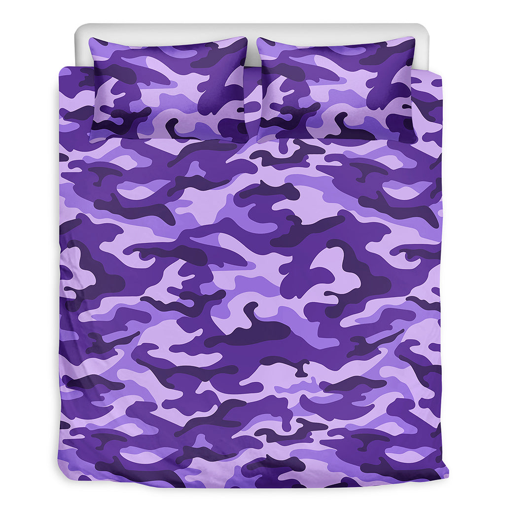 Purple Camouflage Print Duvet Cover Bedding Set
