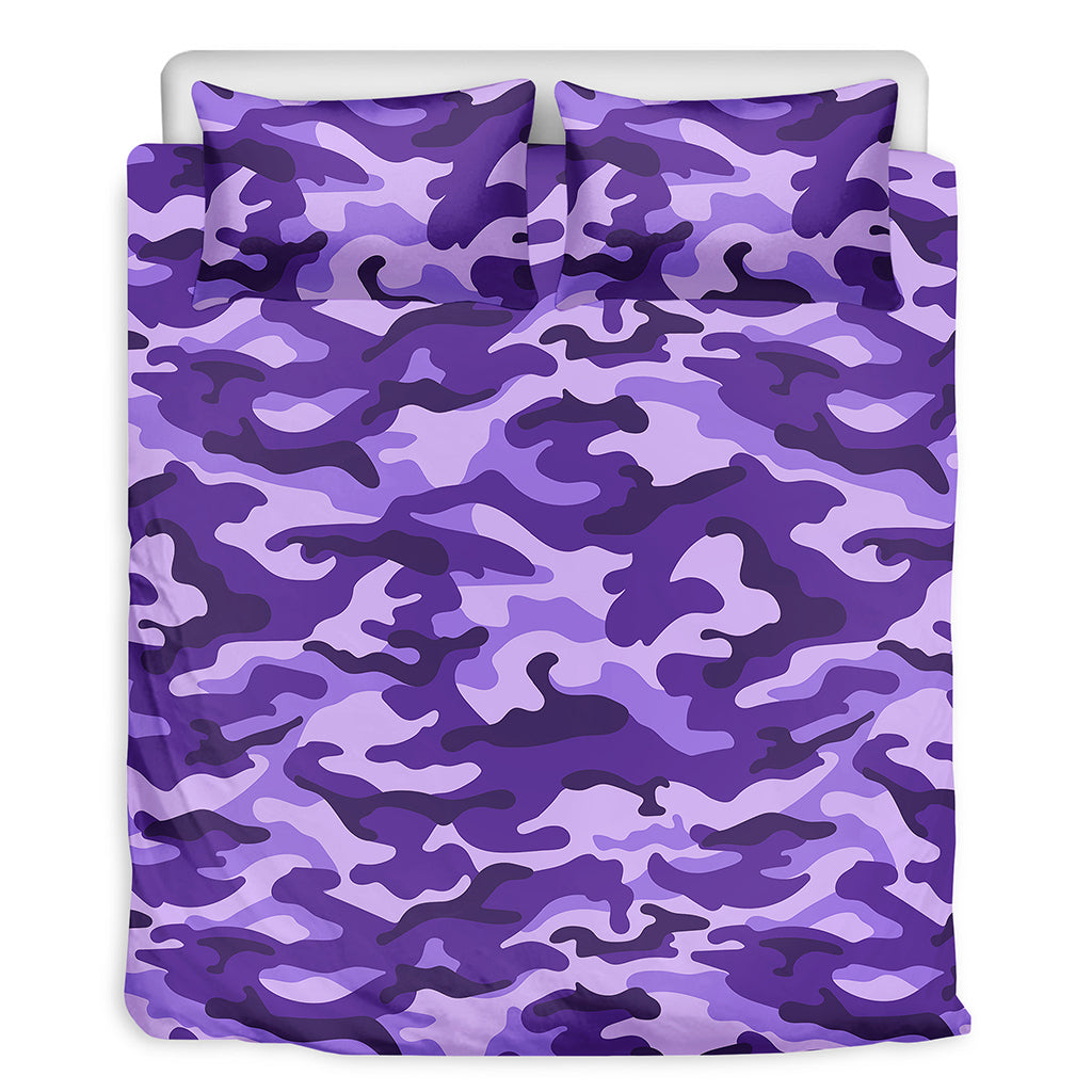 Purple Camouflage Print Duvet Cover Bedding Set