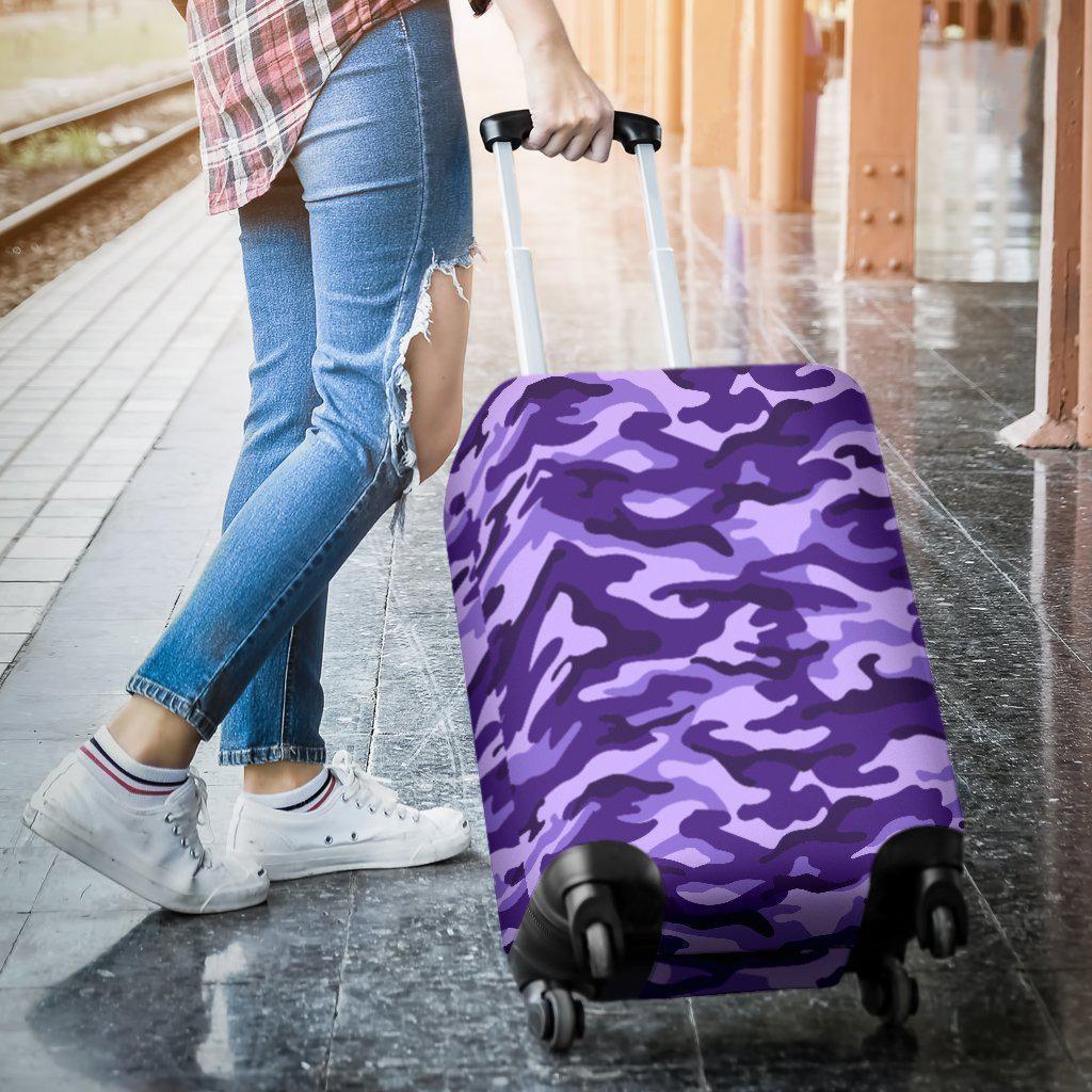 Purple Camouflage Print Luggage Cover GearFrost