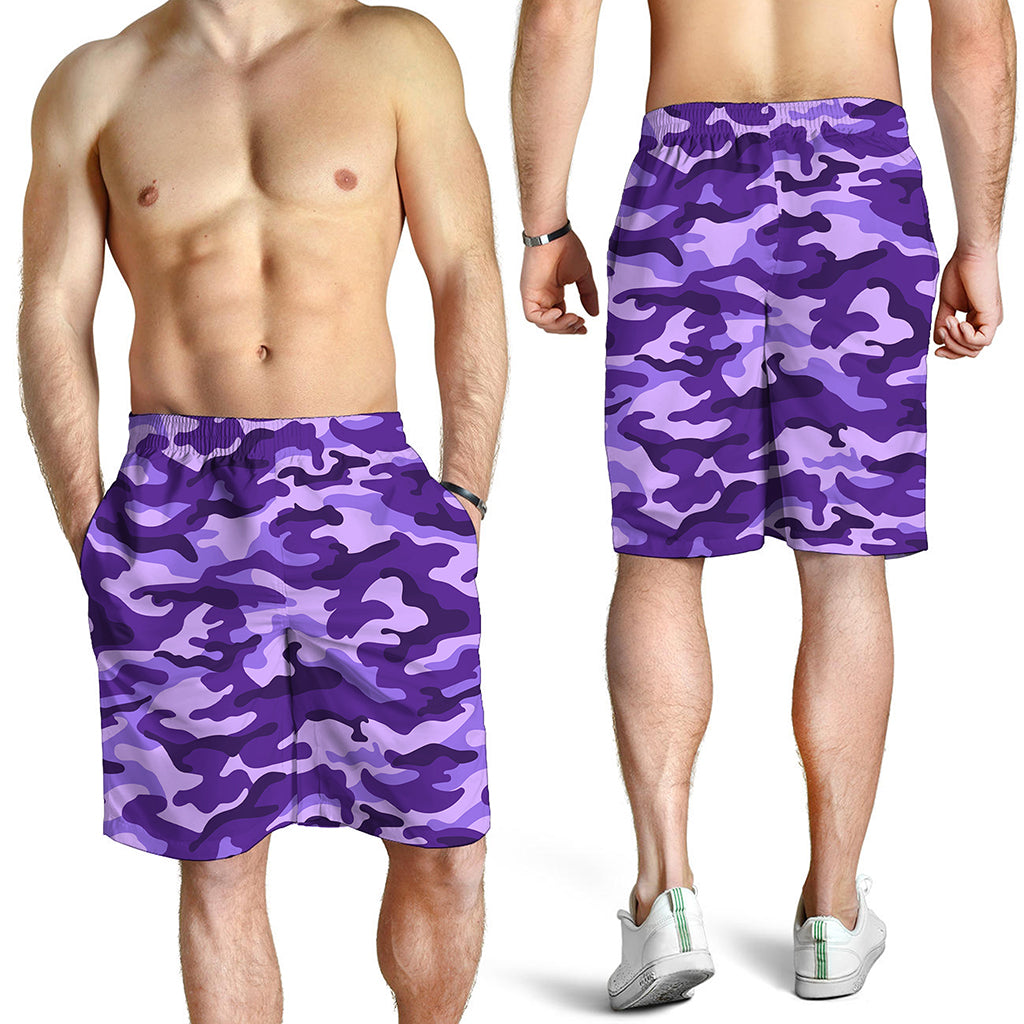 Purple Camouflage Print Men's Shorts
