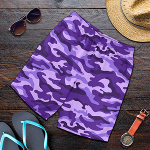 Purple Camouflage Print Men's Shorts