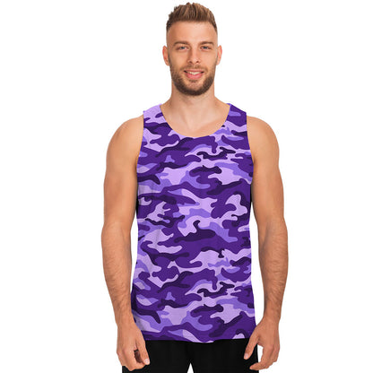 Purple Camouflage Print Men's Tank Top