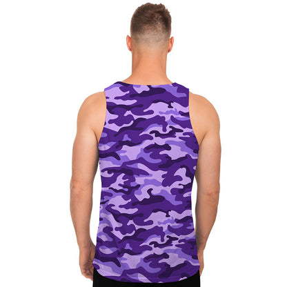 Purple Camouflage Print Men's Tank Top