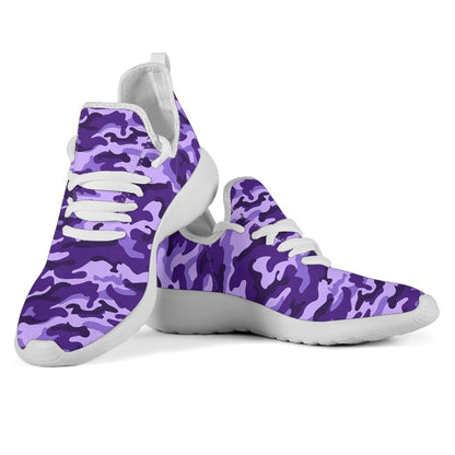 Purple Camouflage Print Mesh Knit Shoes GearFrost
