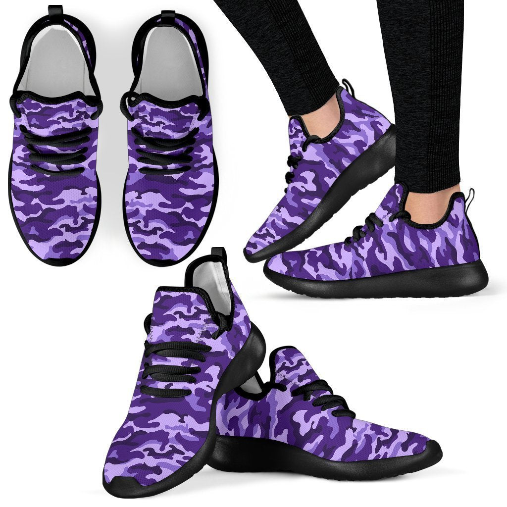 Purple Camouflage Print Mesh Knit Shoes GearFrost