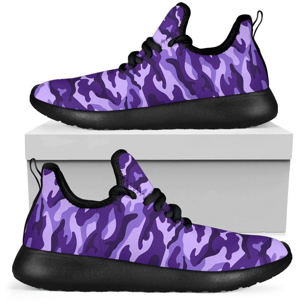 Purple Camouflage Print Mesh Knit Shoes GearFrost