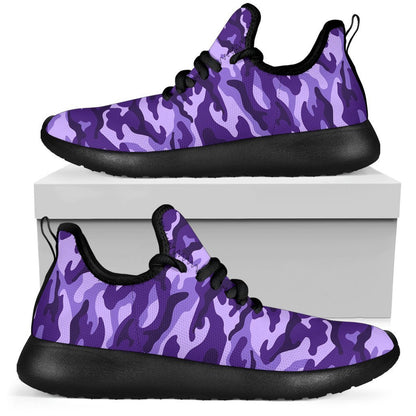Purple Camouflage Print Mesh Knit Shoes GearFrost