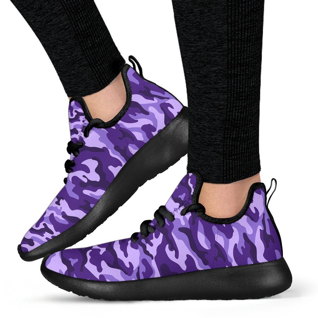 Purple Camouflage Print Mesh Knit Shoes GearFrost