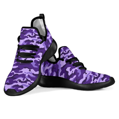 Purple Camouflage Print Mesh Knit Shoes GearFrost