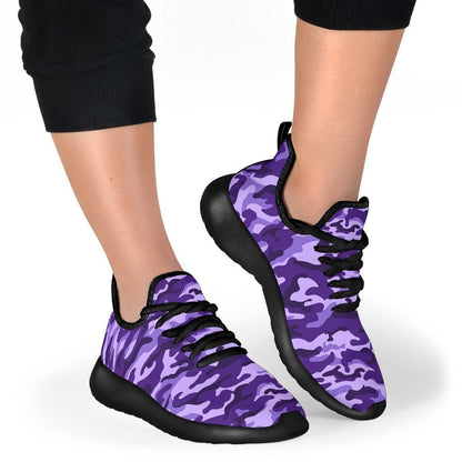 Purple Camouflage Print Mesh Knit Shoes GearFrost