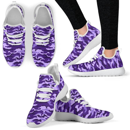 Purple Camouflage Print Mesh Knit Shoes GearFrost