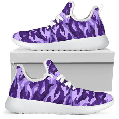 Purple Camouflage Print Mesh Knit Shoes GearFrost