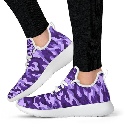 Purple Camouflage Print Mesh Knit Shoes GearFrost