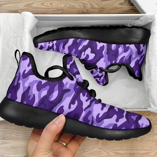 Purple Camouflage Print Mesh Knit Shoes GearFrost