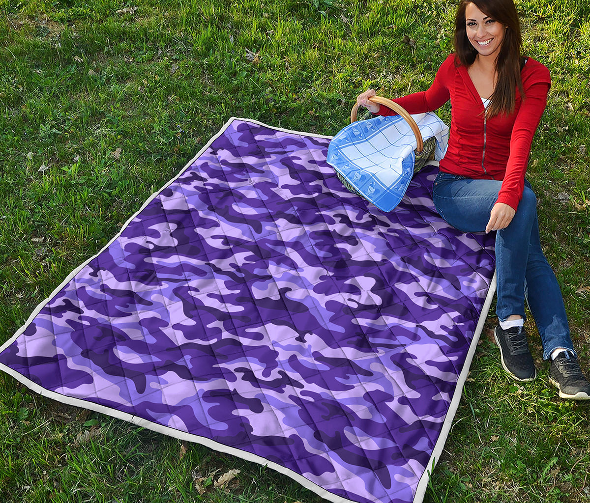 Purple Camouflage Print Quilt