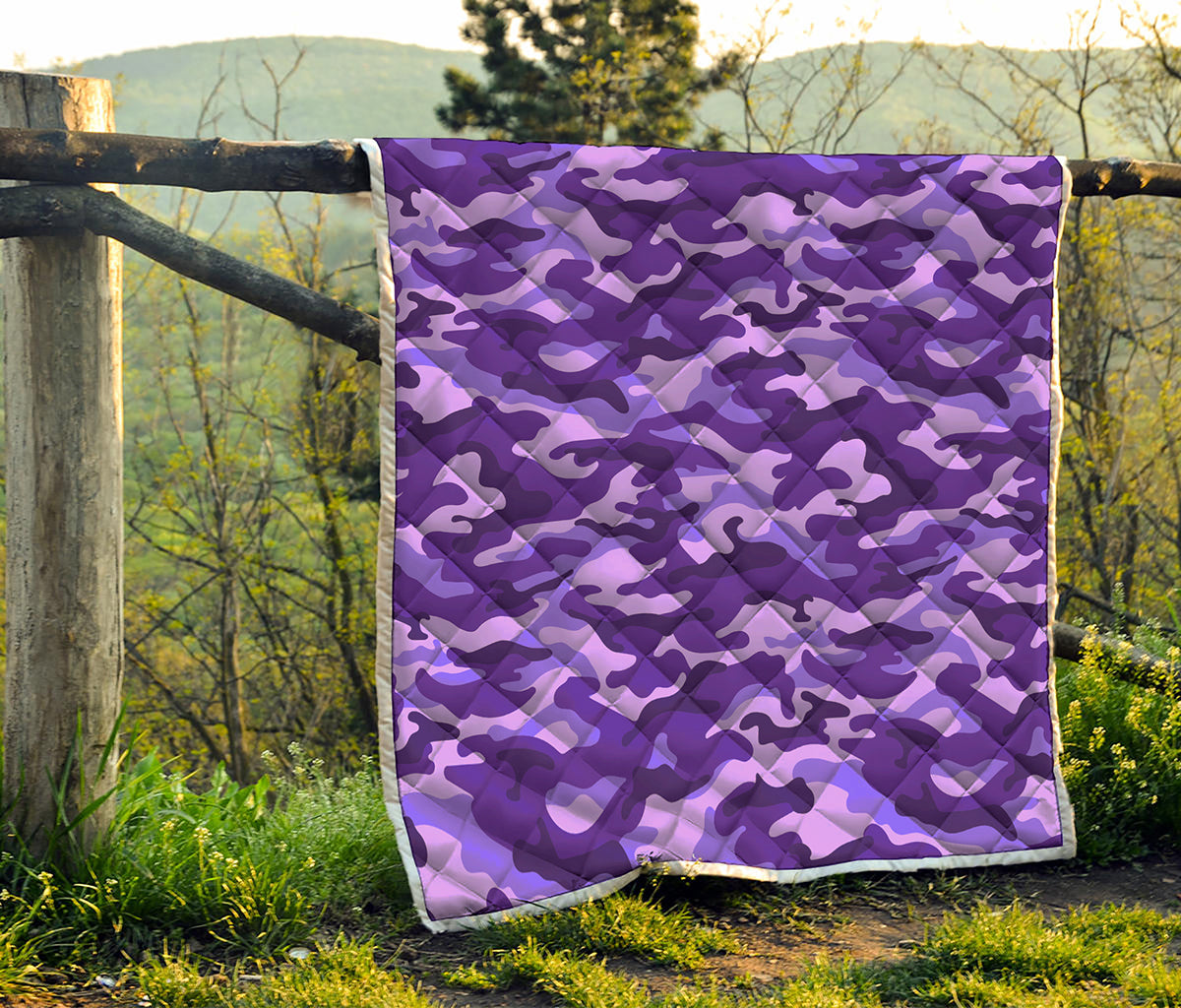 Purple Camouflage Print Quilt