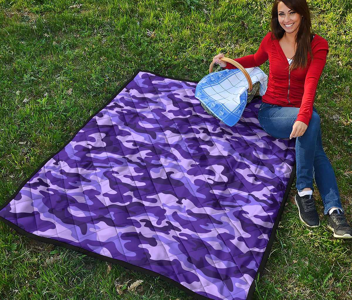 Purple Camouflage Print Quilt