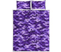 Purple Camouflage Print Quilt Bed Set