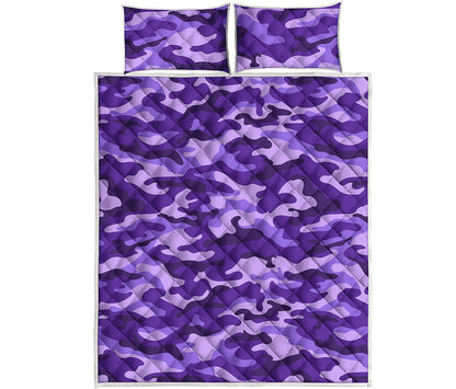 Purple Camouflage Print Quilt Bed Set