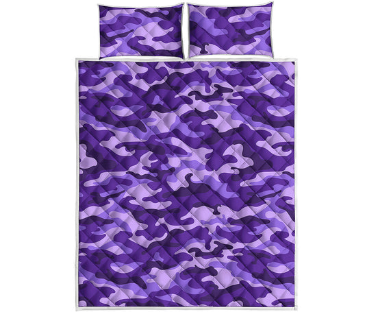 Purple Camouflage Print Quilt Bed Set