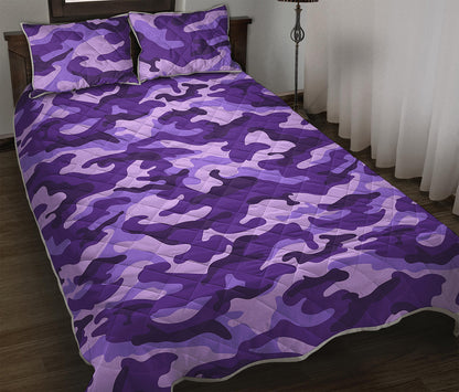 Purple Camouflage Print Quilt Bed Set