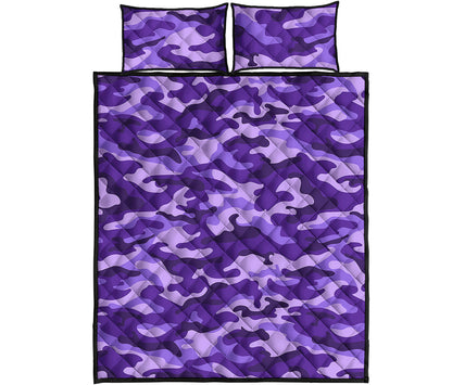 Purple Camouflage Print Quilt Bed Set