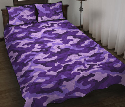 Purple Camouflage Print Quilt Bed Set