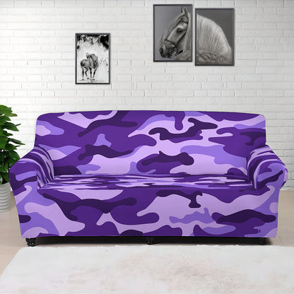 Purple Camouflage Print Sofa Cover