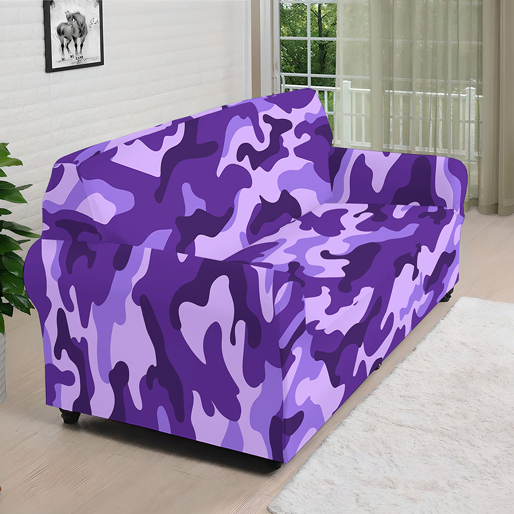 Purple Camouflage Print Sofa Cover
