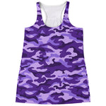 Purple Camouflage Print Women's Racerback Tank Top