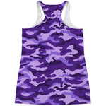 Purple Camouflage Print Women's Racerback Tank Top
