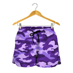 Purple Camouflage Print Women's Shorts